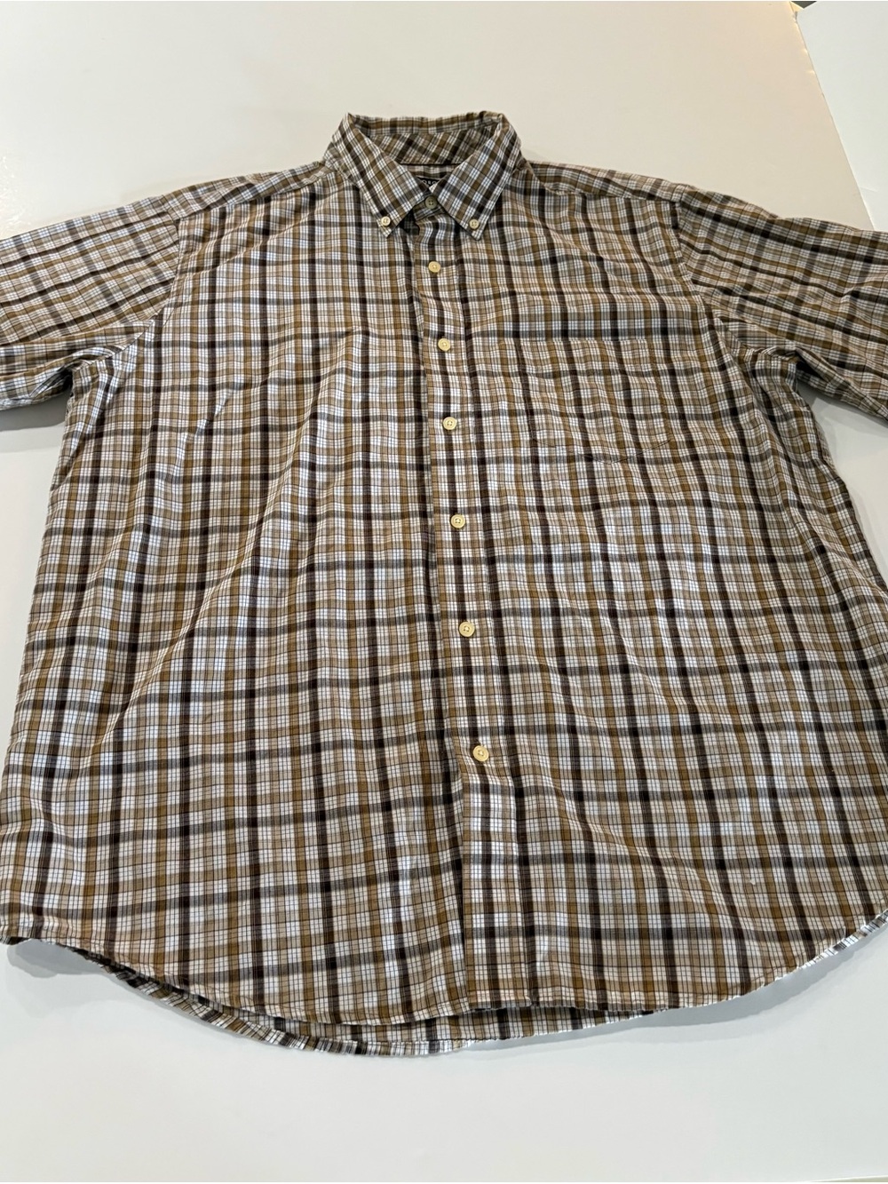 George Men's Brown Plaid Button-Down Shirt size XL